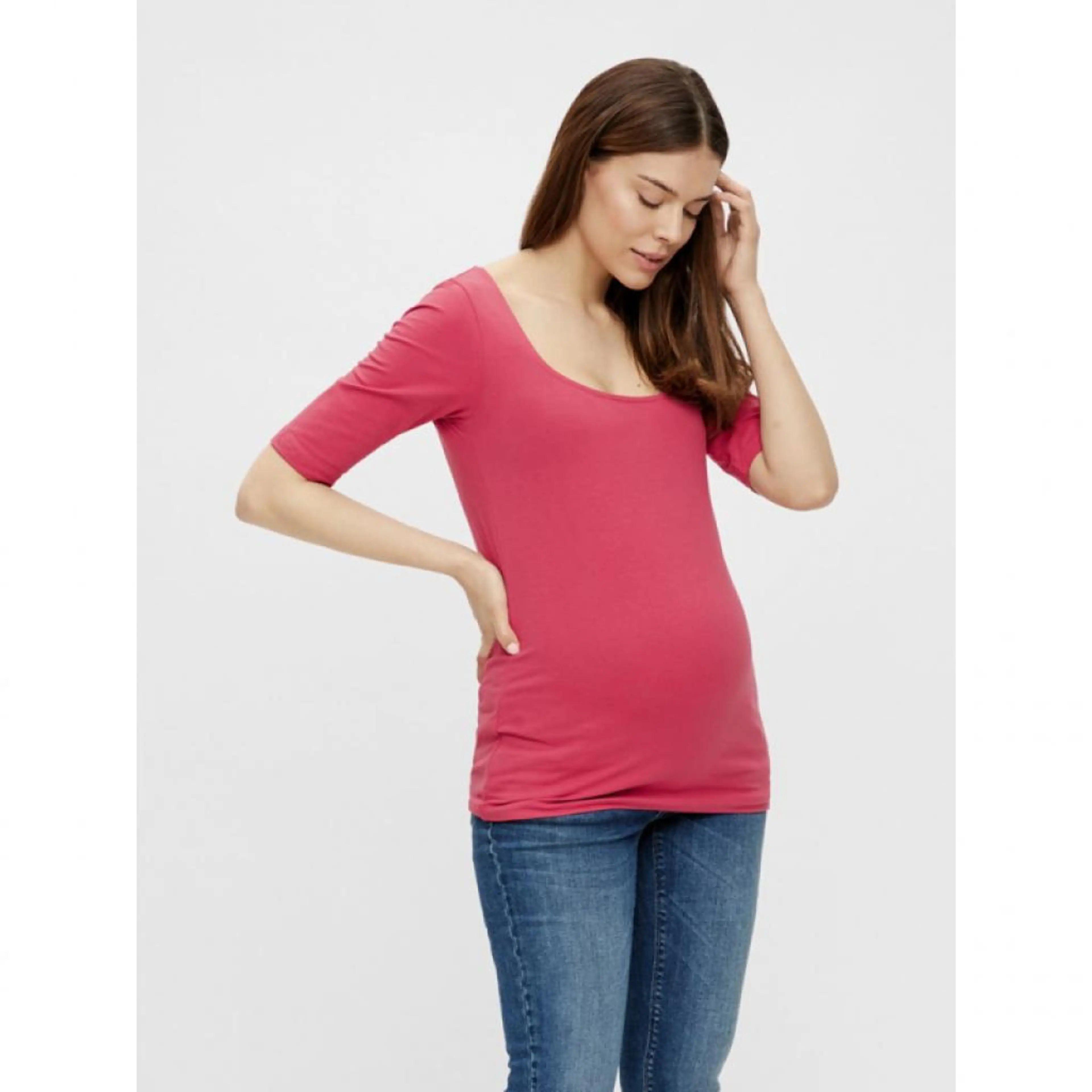 Блуза от органичен памук за бременни, розова