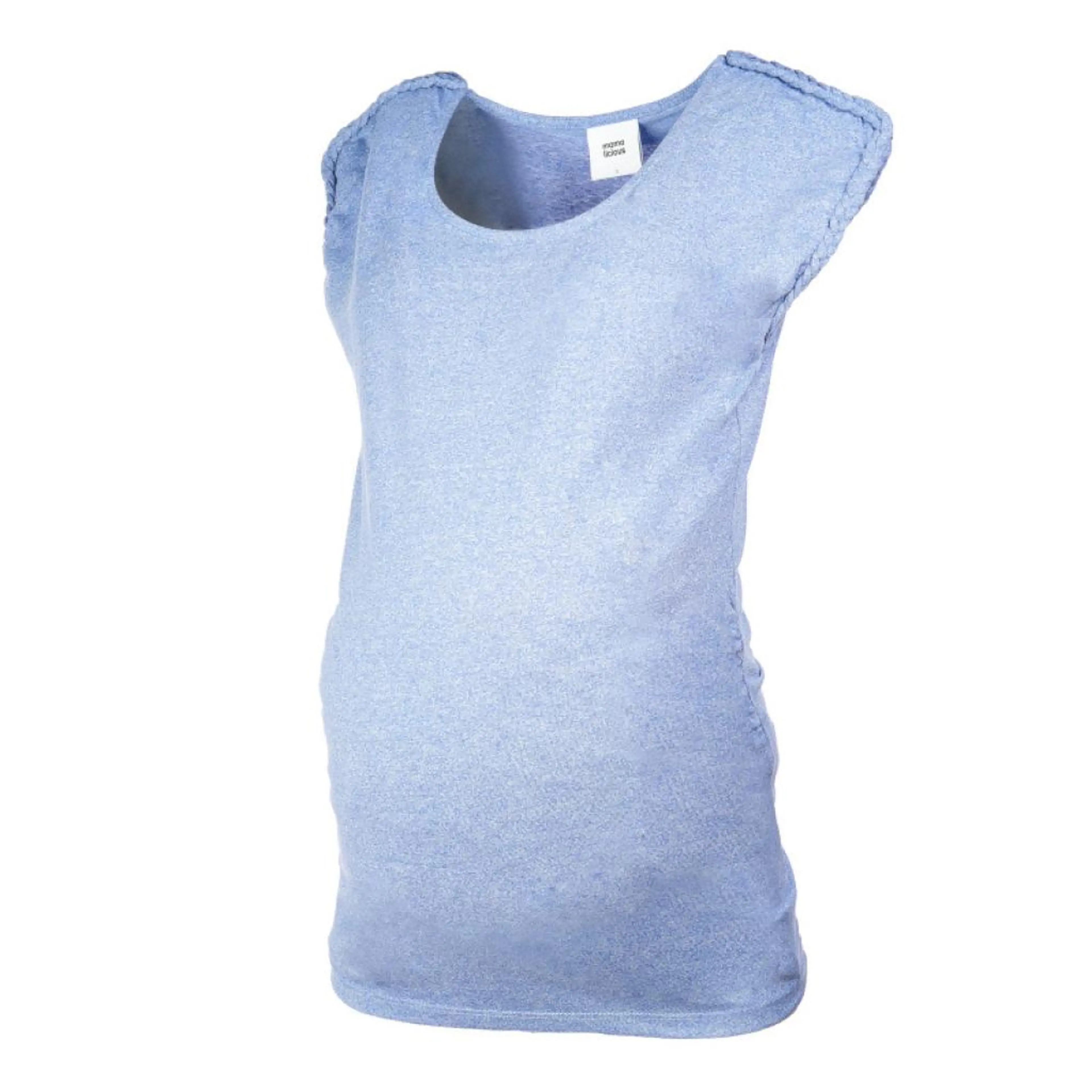 Памучна блуза без ръкави за бременни, синя