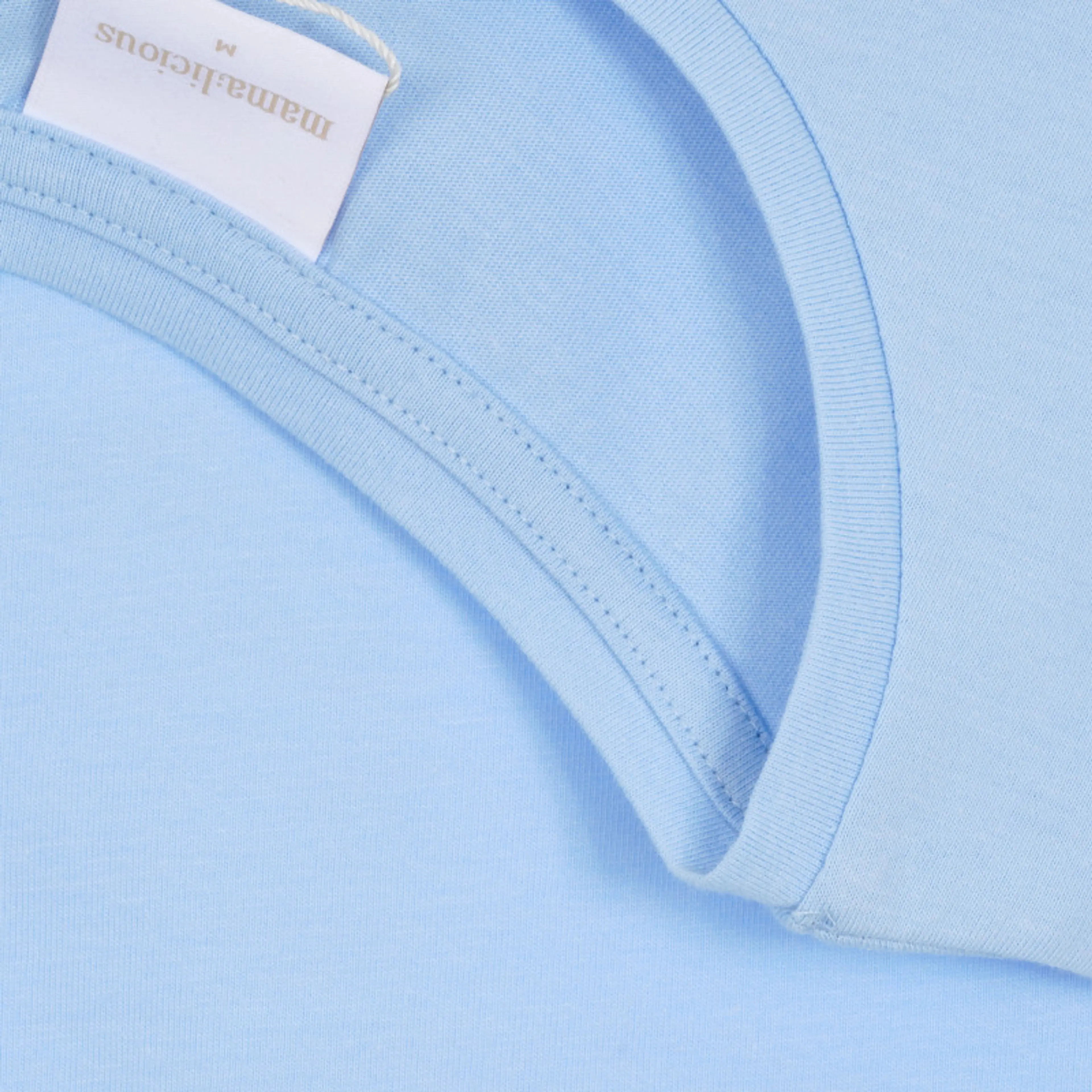 Памучна блуза с къси ръкави за бременни, синя